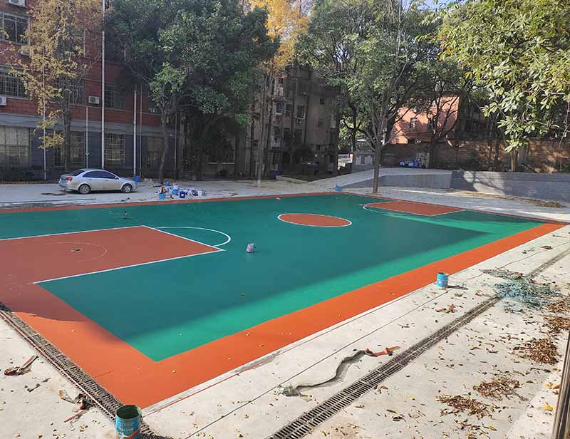 长沙市矿山研究院硅PU篮球场施工